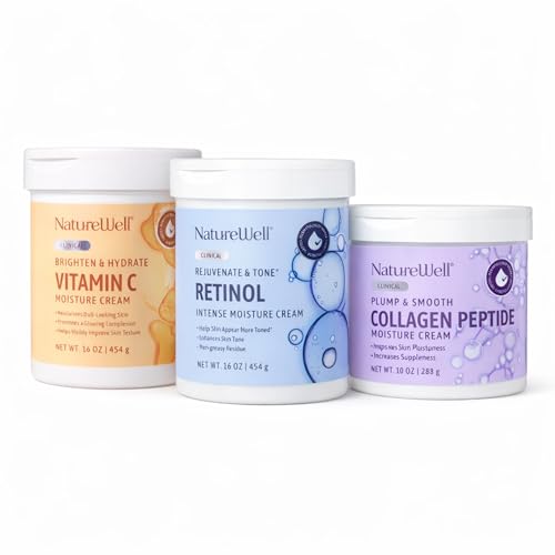 NATURE WELL Anti-Aging Face & Body Care Bundle | Retinol Intense Cream + Vitamin C Cream + Collagen Peptide Cream | 3-Step Firm + Brighten + Smooth Routine for Crepey Skin, Uneven Tone & Firmness image 5