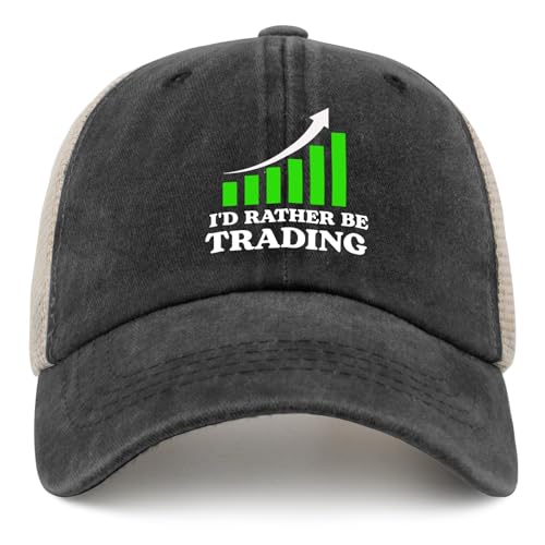 I'd Rather Be Trading Traders Forex Stocks Day Trucker Hats for Men Baseball Cap Soft Washed Ball