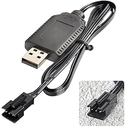 Cargador Bateria Carro Juguete Aliwisdom USB Cable Cargador Universal con Conector de Enchufe SM-3P Plug para 2S 7,4V Batería LiPo, Compatible Coche RC, Barco RC, Avión, Drone, Maquetas y Otros Juguetes de Control Remoto.