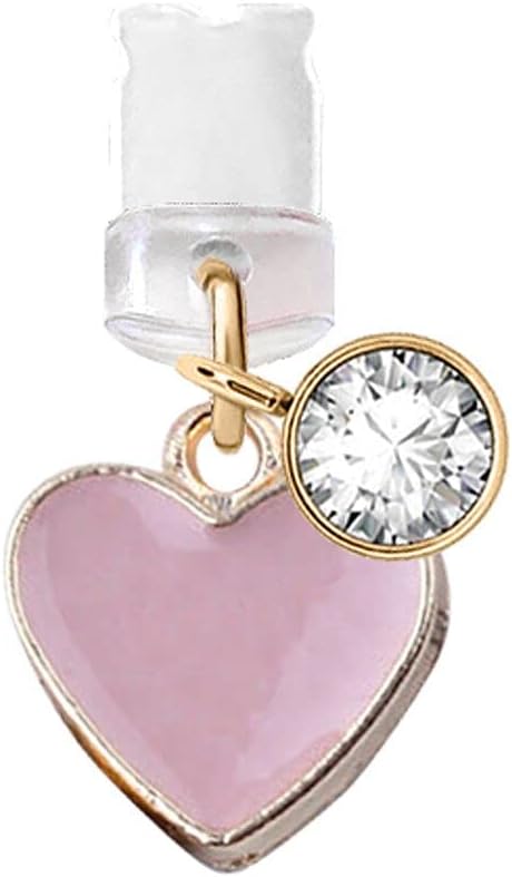 ELISE & FONDA CP143 USB Charging Port Anti Dust Plug Little Pink Heart Love Pendant Phone Charm for iPhone 11/ XS MAX/XR/X/8 Plus/7/6S/7/SE iPad iPod