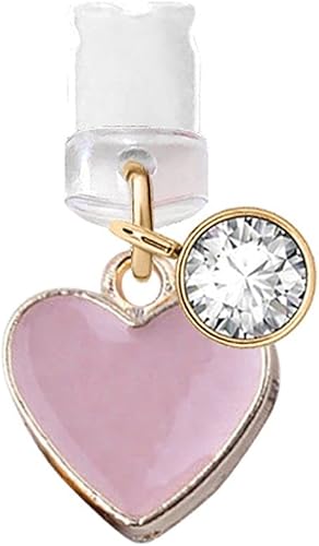 ELISE & FONDA CP143 Puerto de carga USB anti polvo enchufe pequeño corazón rosa amor colgante encanto teléfono para iPhone 11XS MAXXRX8 Plus76S7SE