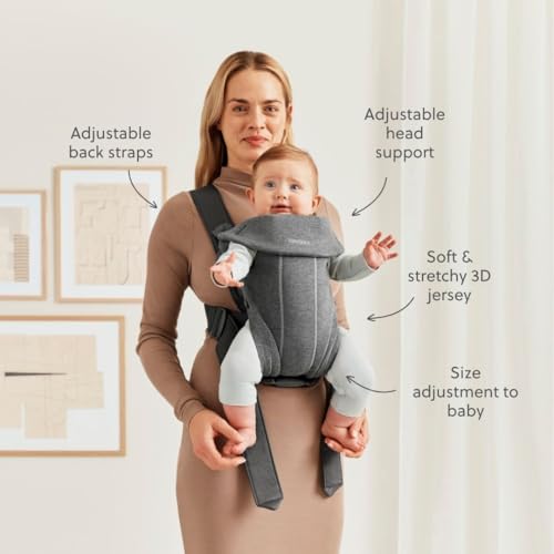 BabybjöRn Marsupio Mini Jersey 3D, Grigio Scuro - 2