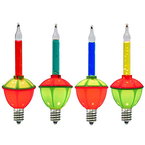 4 Pack Multicolor Christmas Bubble Lights Replacement Bulbs Traditional Bubble Light Replacement E12 Candelabra Base (Not String Lights) 5W - for Xmas Christmas Decorations