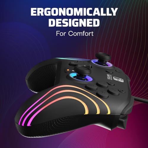Image of PDP Afterglow Wave Wired RGB Gaming Controller - Officially Licensed for Nintendo Switch, Switch Lite & Switch - OLED Model, Nintendo Switch 2, Customizable Lighting, RGB - Black