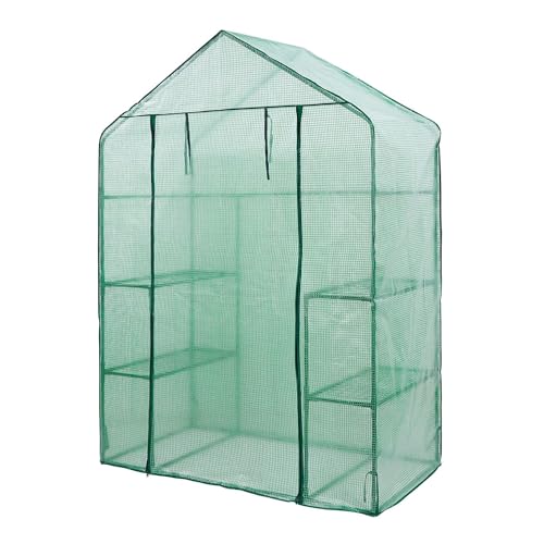 YORKSHIRE HOMEWARE Walk In Greenhouse Cover | Heavy Duty Replacement Spare Reinforced Green PE Cover | Plants & Flowers Protection House | Mini Grow House with Zipped Cover COVER ONLY
