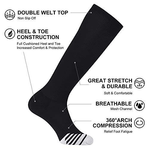 Fitrell 2 Pack Baseball Soccer Softball Socks For Youth Men & Women Over-The-Calf Knee High Socks, Black, Large #TOP2