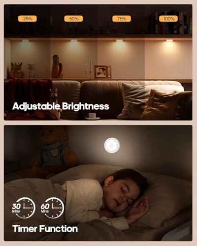 Image of Puck Lights with Remote, Rechargeable White&13 RGB Colors Tap Lights, 6Pack | Under Cabinet Lights with Dimmer and Timer, LED Stick on Lights for Shelf, Halloween, Christmas