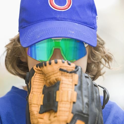 Image of X-TIGER Polarized Kids Sunglasses Youth Baseball Sunglasses UV400 Boys Girls Sports Sun Glasses for Softball Cycling Scooter