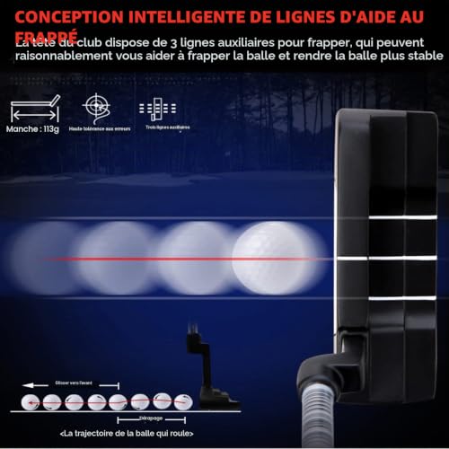 PGM TUG025-1 Putter de Golf - Putter en Acier Inoxydable, Poignée Ultra-Légère, Conception Ergonomique, Idéal pour Hommes et Femmes, Précision et Contrôle Améliorés – vue 8