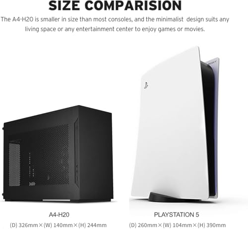 Image of Lian Li A4-H2OX5 Mini-ITX PC Case, Triple-Slot Mount GPU, Aluminum Exterior & SPCC Steel Interior, 240mm AIO, SFX Sandwich Layout, PCIe 5.0, Supports SFX /SFX-L PSU - A4H2OX5 Black