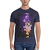 Men's Light Romantic Flowers Printing T-Shirt Short Sleeve Pure Cotton Crew Neck T Shirts Navy Blue #1