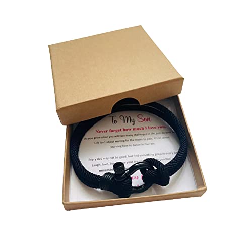 Lemua To My Son Bracelet Son Gift From Mom And Dad 5Th 8Th High School College Graduation Gifts For Son Birthday Gift Back To School Gift For Adult Men (8.2In) #TOP3