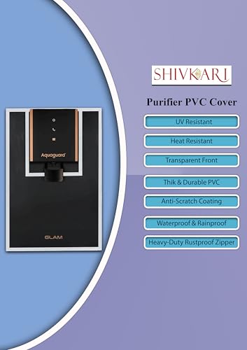 Image of Water Purifier Cover Compatible with Aqquaguard Glam /Enrich RO+UV Stainless Steel - Dustproof & Waterproof Body Protection Cover with Transparent Front Window & Velcro Closure