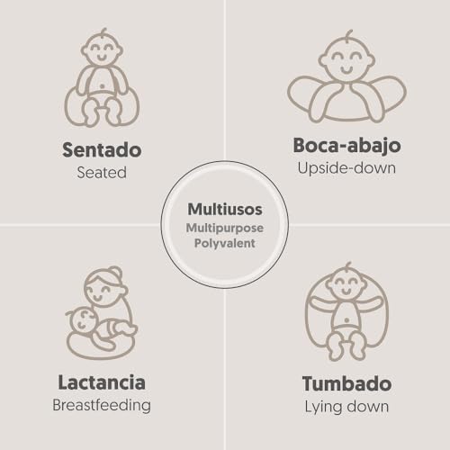 Interbaby Almohada Embarazada Algodón 55x55 cm, Relleno de Silicona | Cojin Lactancia Bebe Cómodo, Fácil Lavado, Versátil | Cojin Embarazada para Recientes y Futuras Mamás | Star Beige - imagen 3