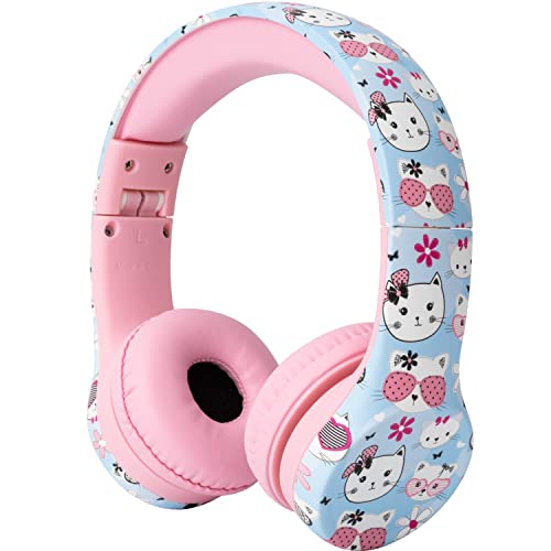 Image of Snug Play+ Kids Headphones - Volume Limited 93dB for Safe Listening - Foldable, Durable Headphones for Toddlers, Boys & Girls - Tangle-Free Cord - Ideal for Travel, School, Tablets - Kitty