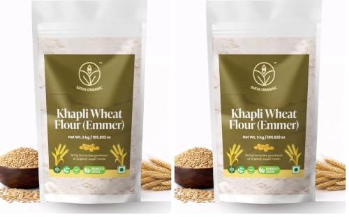 Image of Shiva Organic Khapli Wheat Flour (3 kg) | High Dietary Fiber for Easy Digestion | Stoneground Emmer Wheat Flour | Khapli Atta (Pack of 2)