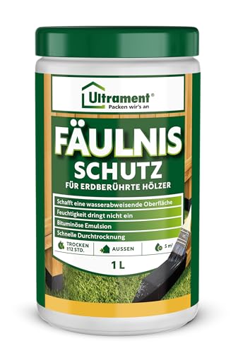 Ultrament Fäulnis-Schutz, wasserabweisender Oberflächenschutz für erdberührte Hölzer, Fäulnis Schutz, 1 Liter
