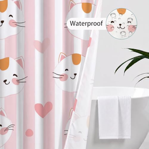Rideau de baignoire imperméable polyester 120x180 lavable avec crochets rideaux douche chat