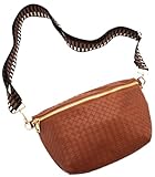 Modern+Chic Belt Bags for Women - Rory Oversized Crisscross Belt Bag for Women, Vegan Leather Crossbody Bag with Strap and Multiple Pockets (Camel)