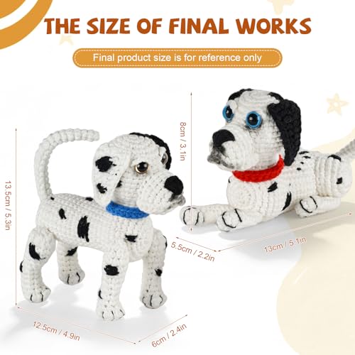 Image of Gipony Crochet Kit for Beginners Animal,Crochet Animal Kits,Crocheting Kit for Starters,Learn to Crochet with Step-by-Step Video Tutorials,Beginner Crochet Kits Adults(2 Pack Dalmatian​)