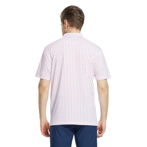 Image of M MAELREG Mens Golf Shirt Short Sleeve Dry Fit Print Moisture Wicking Performance Patterns Collared Polo Shirt