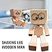 SnapMorph Shaking Wooden Man Figurine - 12Pcs Magnetic Changeable Faces, Handmade Shaking Feet Wooden Doll for Car Dashboard Decorations, Funny & Creative Desktop Office Desk Decor