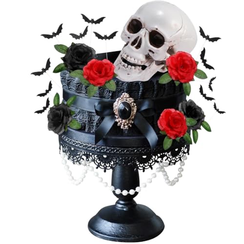29 peças gótico Halloween Cake Topper, decoração bolo Halloween, ornamento para bolo Halloween Dark, bandeira morcego, ornamento de bolo esqueleto simulado, ideal para aniversários e festas de