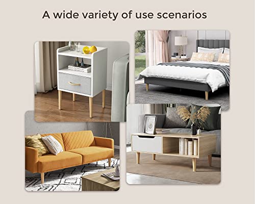 Onedream Mid Century Table Furniture Legs, 12 Inch Wooden Legs Consists Of Solid Oak Sturdy And Stable, Replacement Diy Tapered Chair Leg Couch Ottoman Coffee Table Armchair，White Round Legs #TOP3