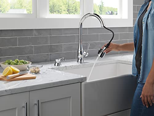 Delta Faucet Hazelwood Chrome Kitchen Faucet With Soap Dispenser, Kitchen Faucets With Pull Down Sprayer, Kitchen Sink Faucet With Magnetic Docking Spray Head, Chrome 19831Z-Sd-Dst #TOP1
