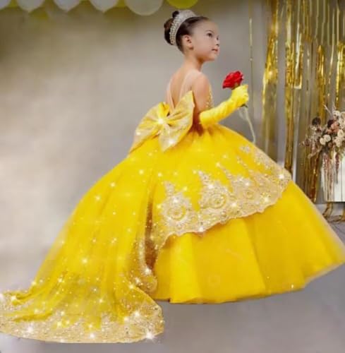 Tulle Flower Girl Dresses for Wedding 2025 Kids Birthday Party Gown Toddlers Beaded Lace Princess Dress3