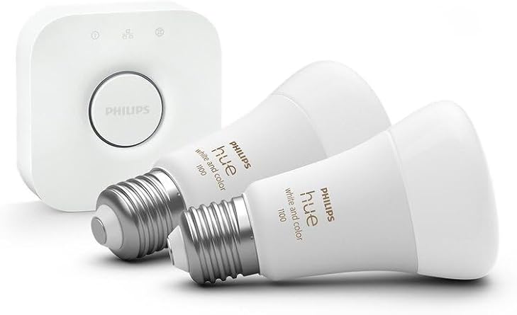 Philips HueWCA 9W E27 Renkli Akıllı Ampul 2'li Başlangıç Seti [Enerji Sınıfı F]