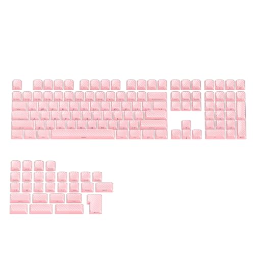 Image of 136 Keys Crystal Pudding Keycaps, OEM Profile Side Printed Keycaps Set, ABS+PC Double Shot for MX Switches Mechanical Keyboard(Pink)