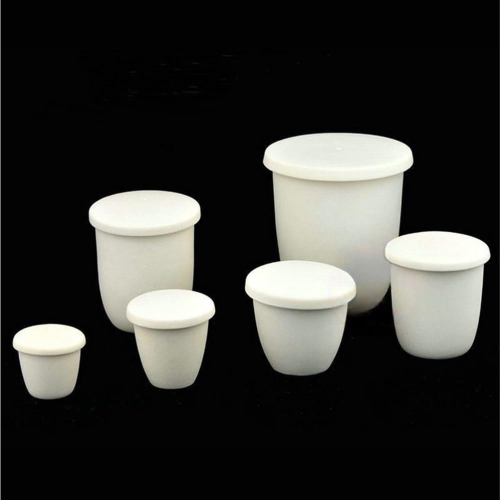1pc Alumina Ash Crucible with Cover - 5-1000ml, Lightweight & Durable Lab Crucible for Metal Refining(200ml)