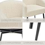 tectake® Lounge Sessel beige mit Polster, Wohnzimmer Möbel, Relaxsessel modern, skandi Loungesessel, Cocktailsessel Bouclé Plüsch Stoff, Armlehnstuhl mit Metallbeinen, Lesesessel Schlafzimmer