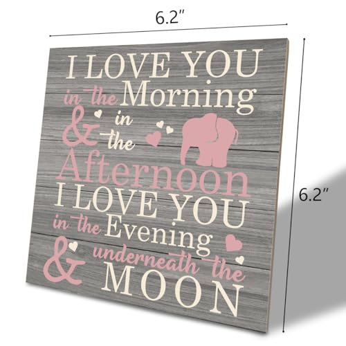 Suszdou TBMP228 Love Sign, Wood Plaque Table Art Sign 6.2 * 6.2Inch, Elephant Wood Sign For Nursery thumb #1