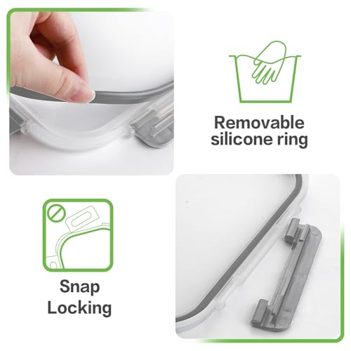 HOMBERKING 24pc Borosilicate Glass Food Storage Containers with Lids, Glass Meal Prep Containers with Leak Proof Snap Lock Lids, Airtight Bento Lunch Boxes, Kitchen Storage (12 lids & 12 Containers) - Image 5