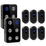 Wireless Caregiver Pager Call Button Nurse Call System 500Ft Range with LED Number Display for Elderly/Patient/Disabled at Home/Hospital/Clinic(6 Waterproof Call Button & 2 Receiver)