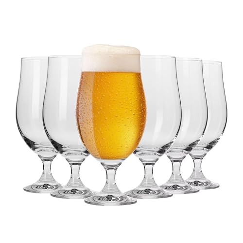 Image of KROSNO Beer Glasses Set of 6, 16.9 oz, Harmony Collection | Drinking Glasses, IPA, Pilsner, Ale, Drinking Set, Lead-Free Crystal, Beer Stein, Dishwasher Safe