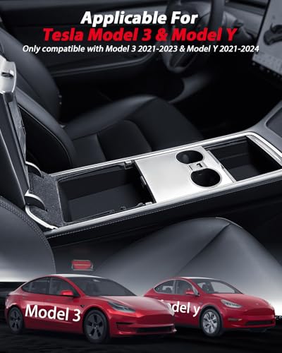 ASZSK Auto Aufbewahrungsbox für TES-la Model 3/Model Y 2024 2025 2026 Zubehör, mit Mittelkonsole Aufbewahrungsbox, Silikon Schalen, ArmlehneAufbewahrungsbox, Versteckte Box ,Getränkehalter