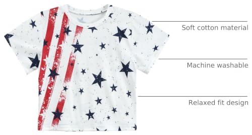 Image of Tkria Girl Crop Tops July 4th Crewneck Tshirt American Flag Patriotic USA Flag Girls Outfit Clothes Size 6-14