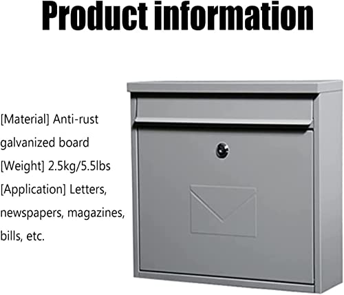 Mailbox Key Lock Box Wall Mounted Lockable Mailbox, Galvanized Steel Safe And Secure Letter Box, Mail Drop & Collection Box With Keys For Outdoor #TOP2