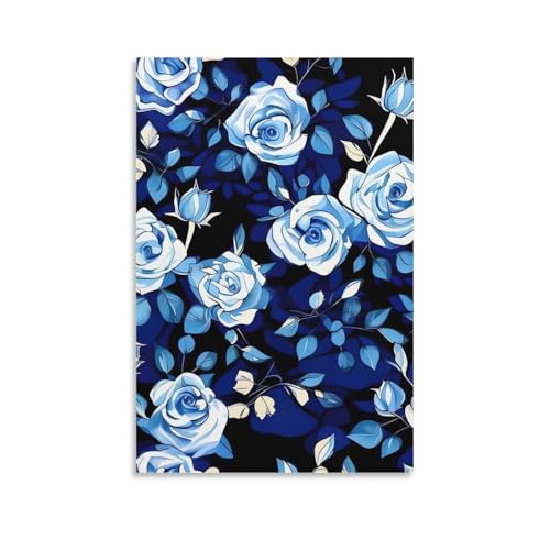 Toile moderne fleurs bleues haute définition pour salon