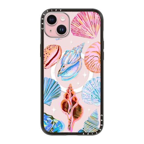Étui iPhone 15 Plus CASETiFY Seashell noir transparent fin et compatible MagSafe