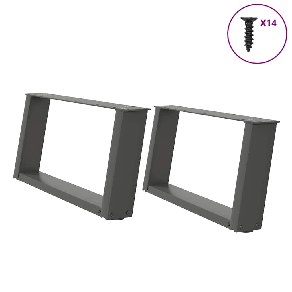 Gambe per tavolino 2 pezzi a forma di U 60 x 30-31 cm in acciaio antracite