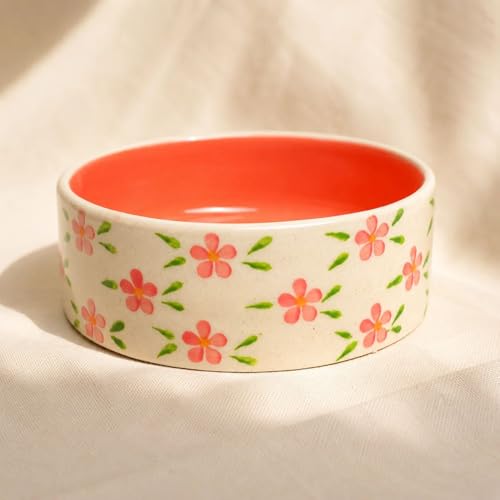 Image of Twin Heart Breakfast Bowl | Dishwasher Microwave Safe | Adorable Ceramic Bowl | Cute Valentine Heart Printed Patterned Dessert /Breakfast /Soup /Ice Cream Small Bowl (Multicolor)
