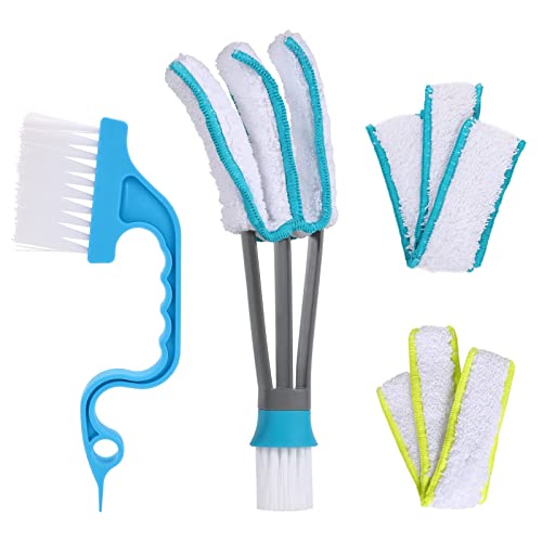 Setsail Blind Duster, Blind Cleaner Duster And Brush Kit With 2Pcs Removable Microfiber Sleeves Groove Gap Cleaning Tool For Household Cleaning Window Blind Cleaning Car Vent Air Conditioner Cleaner #TOP6