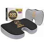 Cojín Silla Oficina, Cojin Coxis Antiescaras,Nucleo Viscoelastico 60D Mejorado para Coche y silla gaming, Diseño Ergonomico, Funda Extra de Regalo, Buen apoyo de Coxis, Base Antideslizante