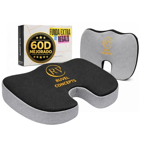 Cojín Antiescaras Para Silla De Oficina, De Ruedas Y Para Asiento De Coche, Con Funda Extra De Regalo, Buen Apoyo De Coxis, Espuma Viscoelástica 60d Premiun, Con 2 Fundas 3d Antideslizantes