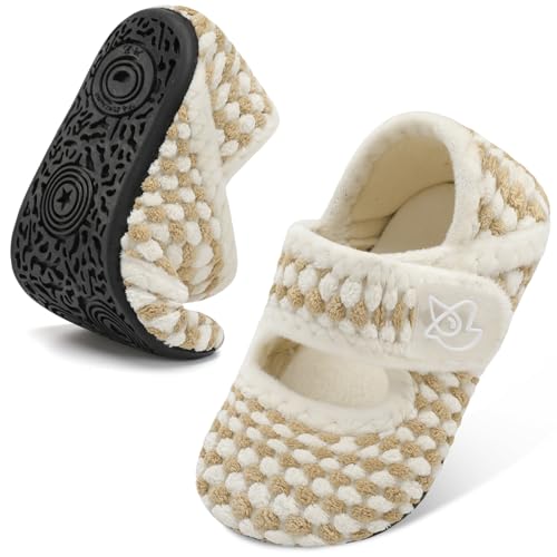 LeIsfIt Toddler Slippers – Boys & Girls Wide Adjustable House Shoes, Warm Winter Non-Slip Indoor/Outdoor Slippers