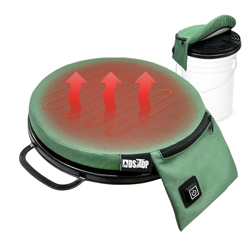 MDSTOP Heated 5 Gallon Bucket Seat, 360-Degree Swivel Bucket Seat Lid, Waterproof Top Seat Foam Cushion for Dove Duck Hunting, Ice Fishing, Baseball,